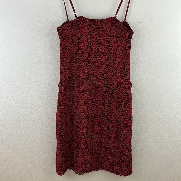 AFRM Owen Red Leopard Smocked Mini Dress - Picture 8 of 10